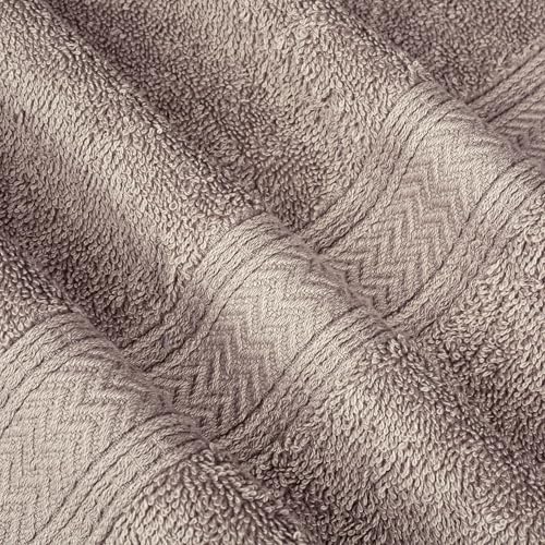 HILLFAIR 24 Piece Bath Towels Set for Bathroom- 100% Cotton 24 PC Bulk Pack Hotel Spa Towel Set- 2 XXL Oversized Big Towels, 4 Bath Towels, 6 Hand Towels, 4 Fingertip Towels, 8 Washcloths: Taupe - color: Stone, size: 24 PC Bath Towel Family Set