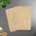 TreeWool 2-Pack Gorjeeus Collection Soft Reversible Bathroom Rug Cotton Bath Mat Set with Crochet Border - Rectangle (19" x 26"; Beige) - color: Beige
