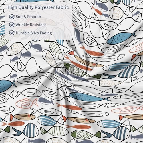Fabric Shower Curtain with Hooks, Waterproof & Washable & Polyester, Fun Colorful Ocean Swiming Fish Shower Curtains for Bathroom, Funny Nautical Coastal Sea Bathroom Curtain, House Gift, 71x74 Inch - color: Multicolor Fish