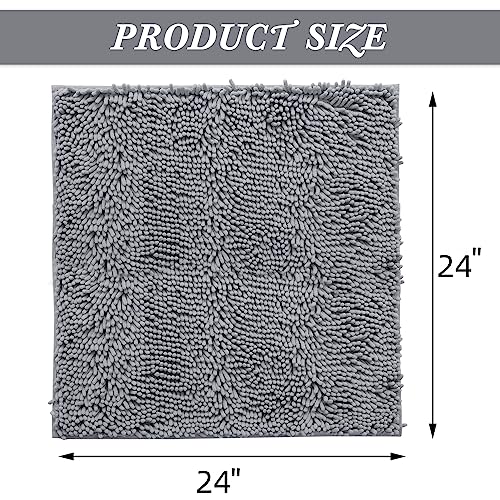 Non-Slip Bath Rug,Extra Soft Microfiber Bedroom Shag Carpet with Anti-Slip Backing,Water/Dust Absorbent Fast Dry Shower Mat,Sound Insulated Stairs Pad,Machine Washable (Darkgrey,24 x 24 Inches) - color: Darkgrey, size: 2' x 2' (Rectangular)