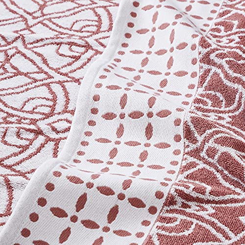 Modern Threads Monroe 6-Piece 100% Cotton Towel Set – Reversible Yarn Dyed Jacquard & Solid – Includes 2 Bath Towels, 2 Hand Towels, 2 Washcloths – Absorbent, Quick Dry, Soft & Durable – Clay - color: Clay, style: Modern