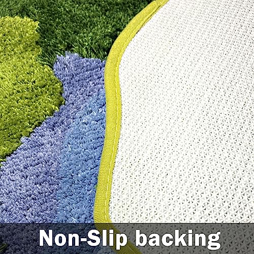 20x20 Inch Microfiber Toilet Moss Bath Mat, U Shaped Machine Washable Contour Bath Rugs for Toilet, Non Slip Extra Thick Soft Bath Rug Absorbent Water for Bathroom