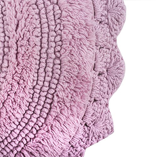 DII Crochet Collection Reversible Bath Mat, Small Oval, 17x24, Mauve - color: Mauve, size: 1'5" x 2' (Oval)