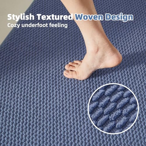 TYUU Bathroom Rugs Non Slip Washable, Super Absorbent Thin Bath Mat Quick Dry Low Pile Bathroom Rug, Denim Blue 24"x36" - color: Denim Blue01, size: 2' X 3' (Rectangular)