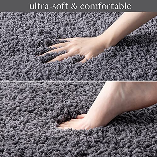 Ashler Bathroom Rugs Set of 2, Dark Grey Bath Rugs 2 Piece, Water Absorbing Bath Mat, Soft Microfiber Rectangle Bathroom Carpet, Machine Washable - 17x24 & 20x32 Inches - color: Dark Grey