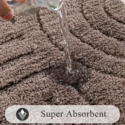 SHACOS Bathroom Rugs Sets 5 Piece Ultra Soft Absorbent Microfiber | Bath Mat with Bath Runner, U Shape Contour Rug, Toilet Lid Cover, Non Slip Machine Washable Carpet for Bedroom, Coffee - color: Coffee