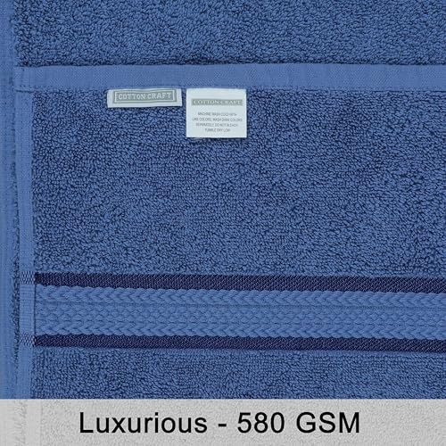 COTTON CRAFT Ultra Soft Washcloths - 12 Pack Luxury Washcloths - 100% Cotton Plush Absorbent 580 GSM Face Towels - Machine Washable Quick Dry Durable Wash Cloth Set - Bathroom Spa Gym Skincare - Blue - color: Blue, size: 12 Pack Wash Cloths