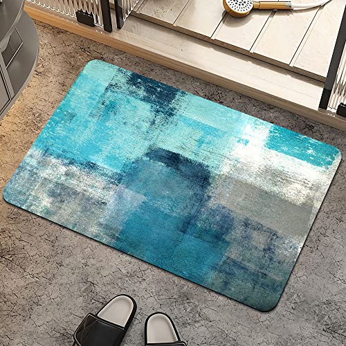 Bath Mat Rug,Blue Ocean Non Slip Quick Dry Super Absorbent Thin Bathroom Rugs Fit Under Door-Easy to Clean Bathroom Floor Mats-Shower Rug for Shower Sink Bathtub(16" x 24"in) - color: Blue Ocean, size: 1'4" X 2'(rectangular)