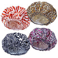 4 PCS Shower Caps for Women, Elastic and Reusable Bath Caps, Double Waterproof Layers Shower Cap, Bathing Shower Caps, Environmental Protection Hair Bath Hat - Printed Color - color: Printed Color 4 PCS/Set