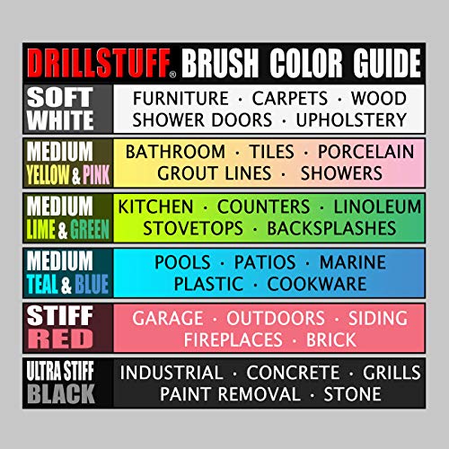 Drill Brush Attachment Power Scrubber Brush Set - 4in 4 Piece Soft, Medium and Stiff Power Scrubbing Brushes Drill Attachment – Spin Brushes for Cleaning Showers, Tubs, Bathroom, Tile, Grout, Carpet - size: 4in Diameter Brushes (4 Piece Set)
