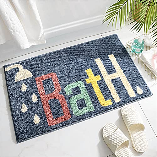 Bath Rugs Non Slip Washable Cute Navy Blue Bathroom Mats,Extra Soft Microfiber Water Absorbent Shower Toilet Set for Bathroom,Kids,Indoor-20 x32/50x80cm - size: 20 x 32 inches