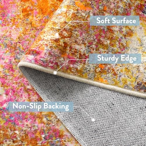 Lahome Modern Abstract Runner Rug - 2x6 Colorful Runners for Hallways Non Skid Laundry Room Rug Washable Carpet Runner, Rainbow Soft Non Slip Indoor Throw Runner for Bedroom Kitchen Bathroom - color: Galaxy, size: 2' x 6'