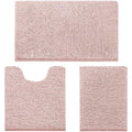 HOMEIDEAS 3 Pieces Bathroom Rugs, Extra Large Ultra Soft Non Slip Absorbent Chenille Toilet Bath Mat Set (Dusty Pink) - color: Dusty Pink, size: 17"x24"+20"x32"+U Shape 20"x24"