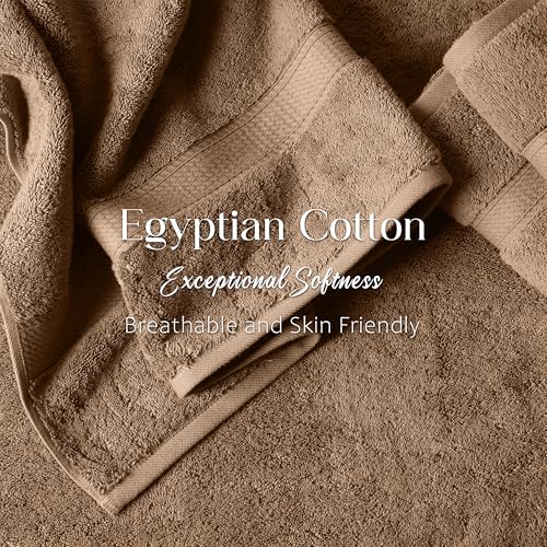 SUPERIOR Egyptian Cotton Ultra Plush & Absorbent, 6 Piece Set, Latte | Quick Dry, Soft Luxury Towel Set, Bath Essentials, Guest Bath, Spa, 2 Bath, 2 Hand, 2 Face Towels, Madeline Towels - color: Latte, size: 6-Piece Towel Set