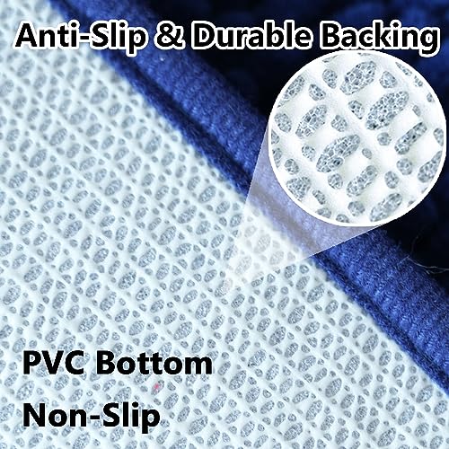 Bathroom Rugs Chenille 3-Piece Extra Soft and Absorbent Shag Bathroom Rugs, Machine Wash Mat, Strong PVC Non-Slip Underside, Plush Carpet Mats (Navy Blue) - color: Navy Blue, size: 2'8" x 1'8" (16x24"+20x32"+20x20"U shape）