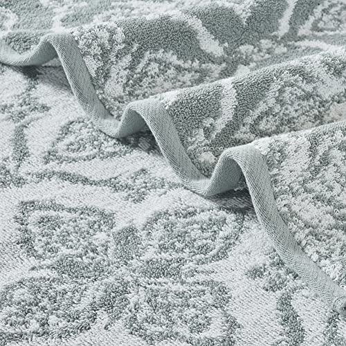 Modern Threads Amaris 6-Piece Reversible Yarn Dyed Jacquard Towel Set - Bath Towels, Hand Towels, & Washcloths - Super Absorbent & Quick Dry - 100% Combed Cotton, Ivy - color: Ivy Green, style: Bohemian