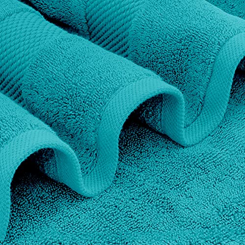 White Classic Luxury Bath Towels Set of 4 Large - 700 GSM Cotton Ultra Soft Bath Towels 27x54 | Highly Absorbent and Quick Dry | Hotel Towels for Bathroom Luxury, Plush Shower Towels, Aqua - color: 13: Aqua