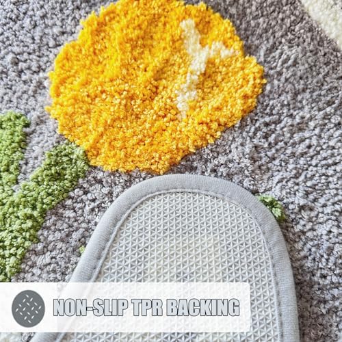 PTAEXCEL Toilet Rug U-Shaped, Floral Non-Slip Bath Mat Soft Plush Contour Bathroom Rug, Absorbent Microfiber Machine Washable for Toilet Base, 22 x 20 Inches Grey - color: Grey 22x20"