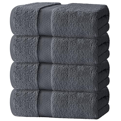 Luxury White Bath Towels Large - 100% Soft Cotton 700 GSM | Absorbent Hotel Bathroom Towel | 27 inch X 54 inch | Set of 4 | Gray - color: 03: Dark Gray