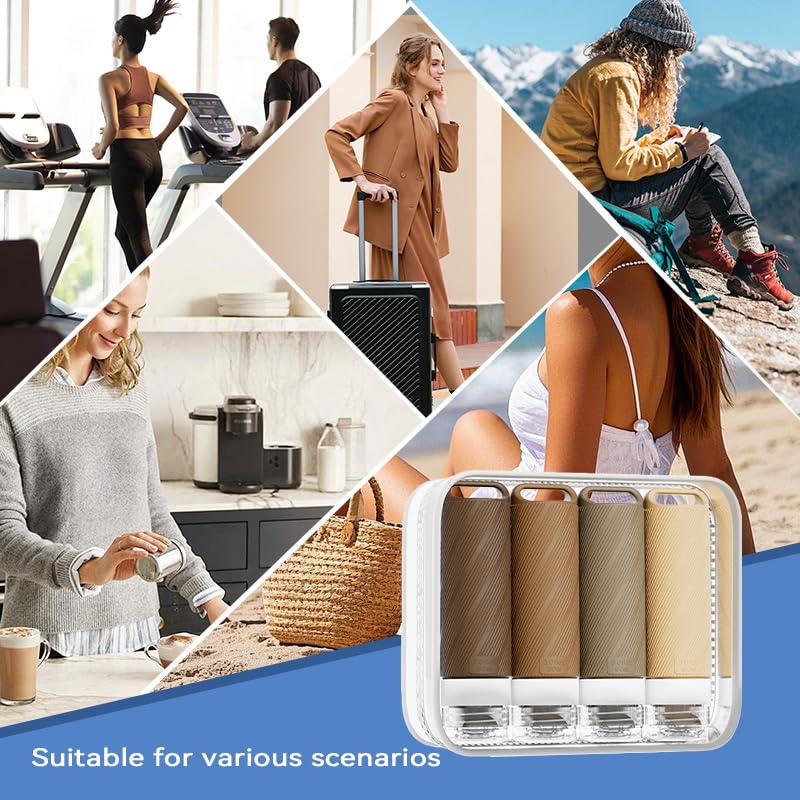 5 packs of toiletries travel bottles, TSA Approval silicone travel containers, leak proof refillable shampoo and conditioner are essential for travel, fitness, business trips, office use(coffee) - color: Brown