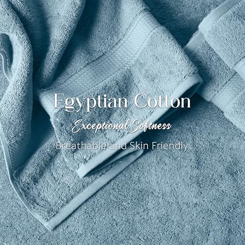 SUPERIOR Egyptian Cotton Ultra Plush & Absorbent, 6 Piece Set, Denim Blue | Quick Dry, Soft Luxury Towel Set, Bath Essentials, Guest Bath, Spa, 2 Bath, 2 Hand, 2 Face Towels, Madeline Towels - color: Denim Blue, size: 6-Piece Towel Set