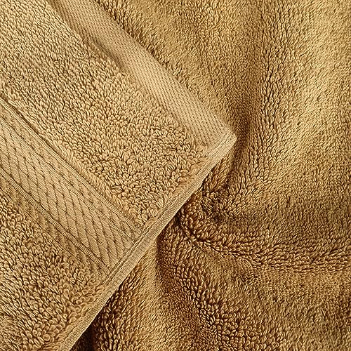 BLUENILEMILLS BNM Madeline Egyptian Cotton Heavyweight Towels, Ideal for Shower, Spa, Hotel, 800 GSM, Face/Washcloths, Hand Towels, Bath Towels, Highly-Absorbent, Luxury, 9 Piece Towel Set, Toast - color: Toast, size: 9-Piece Towel Set