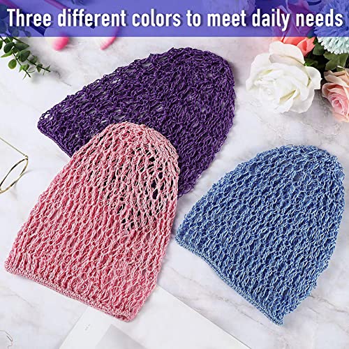Geyoga 6 Pieces Hair Net Snoods for Women Sleeping Mesh Soft Rayon Knit Crochet Hairnet Long Short Curls Hair Cover Accessory (Black, Blue, Pink, Purple, Gray, Khaki) - color: Black, Blue, Pink, Purple, Gray, Khaki