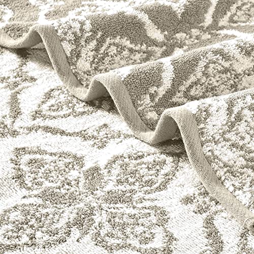 Modern Threads Amaris 6-Piece Reversible Yarn Dyed Jacquard Towel Set - Bath Towels, Hand Towels, & Washcloths - Super Absorbent & Quick Dry - 100% Combed Cotton, Khaki - color: Khaki, style: Bohemian
