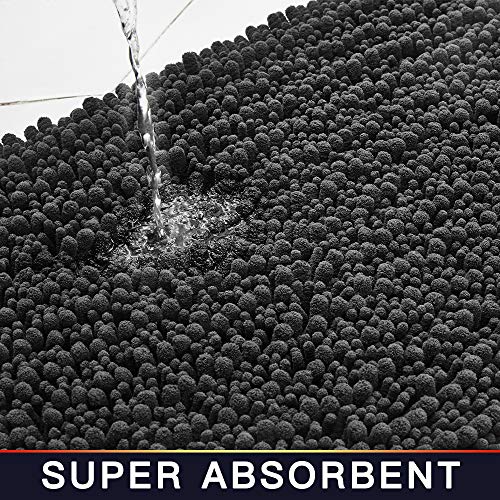 Walensee Bathroom Contour Rug Non Slip Toilet U Shaped Bath Mat (20x24, Dark Grey) Water Absorbent Super Soft Shaggy Chenille Machine Washable Dry Extra Thick Perfect Absorbant Best Plush Carpet - color: Dark Grey, size: 20"x24" Contour Rug