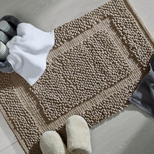 Jean Pierre New York 100% Chenille Cotton Skid Resistant Plush Bath Mat - 27"x45" Bathroom Rug - Brown Cappuccino - color: Brown Cappuccino, size: 2'3" x 3'9" (Rectangular)