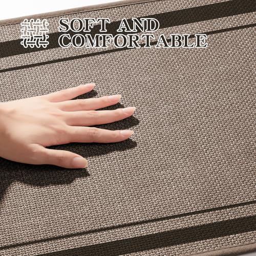 chakme Bathroom Rug Sets 3 Piece, Ultra Thin Bath Mat Absorbent, Non Slip, Machine Washable, Dark Beige, 17" x 24" / 17" x 30" / 17" x 59" - color: Beige, size: 3-Piece (17" x 24" / 17" x 30" / 17" x 59")