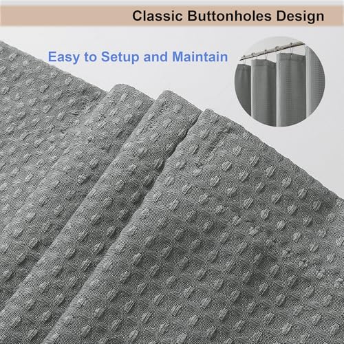 OWENIE Grey Shower Curtain 84 Inches Extra Long, Waffle Weave Heavy Fabric Shower Curtain for Bathroom, Waterproof Soft Hotel Spa Luxury Elegant Bath Curtains, Machine Washable, Grey, 72x84 Inch - color: Grey, size: 72"W x 84"L (Pack of 1)