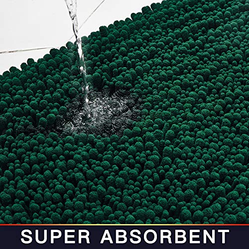 Walensee Bathroom Contour Rug Non Slip Toilet U Shaped Bath Mat (20x24, Hunter Green) Water Absorbent Super Soft Shaggy Chenille Machine Washable Dry Extra Thick Perfect Absorbant Best Plush Carpet - color: Hunter Green, size: 20"x24" Contour Rug