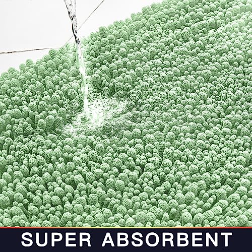 Walensee Bathroom Rug Non Slip Bath Mat (32x20 Sage Green) Water Absorbent Super Soft Shaggy Chenille Machine Washable Dry Extra Thick Perfect Absorbant Best Large Plush Carpet for Shower Floor - color: Sage Green, size: 32"x20"