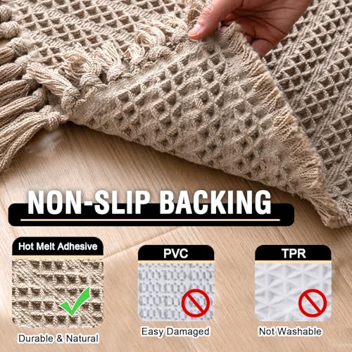 H.VERSAILTEX Waffle Bath Mat Super Absorbent Boho Bath Mat Non Slip Bath Rugs for Bathroom Floor Machine Washable Dry Fast Bathroom Rugs with Tassels (17 x 24 Plus 17 x 24 Inches, Irish Cream) - color: Irish Cream, size: 17" x 24" Plus 17" x 24"