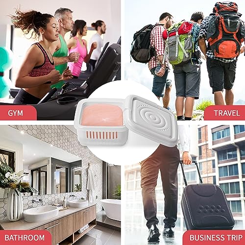 Square Soap Travel Case with Lid Bar Soap Tray and Drain Rack for Bathroom Shower, Portable Soap Rest Holder for Gym, Travel, Camping, Tightly Closed White Soap Box - size: Set of 1