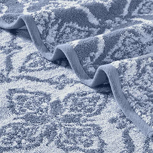 Modern Threads Amaris 6-Piece Reversible Yarn Dyed Jacquard Towel Set - Bath Towels, Hand Towels, & Washcloths - Super Absorbent & Quick Dry - 100% Combed Cotton, Denim - color: Denim, style: Bohemian
