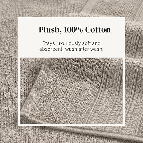 Modern Threads 6-Piece Towel Set – 100% Cotton, Quick Dry, Ultra Absorbent – Includes 2 Bath, 2 Hand, 2 Washcloths (White/Reinhart Tan) - color: Brown, style: Classic Stripe