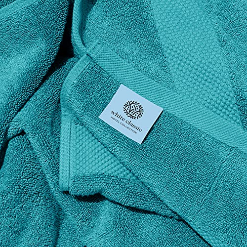 White Classic Luxury Bath Towels Set of 4 Large - 700 GSM Cotton Ultra Soft Bath Towels 27x54 | Highly Absorbent and Quick Dry | Hotel Towels for Bathroom Luxury, Plush Shower Towels, Aqua - color: 13: Aqua