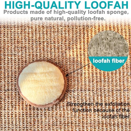 6 pcs/Set 4"×4" Natural Exfoliating Face Pad Loofah Sponge Facial Brush - Shower Scrubber - Body Bath Spa for Men & Women, Renewable Resource (Front 100% Loofah + Back 100% Pile Fabrics) Pack of 6