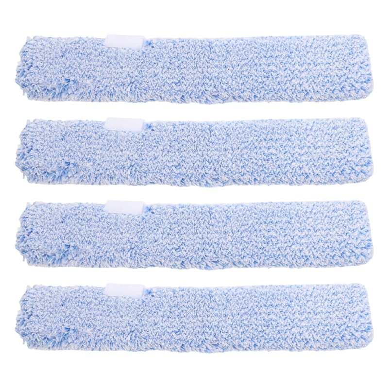 Ipetboom Replacement Window Scrubber Pads 4 Pack Reusable Microfiber Window Cleaner Refills for Bathroom Mirrors Tabletops Glass Cleaning 14.17 X 2.75 X 1.57 in