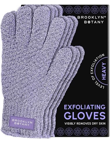 Brooklyn Botany Exfoliating Gloves for Bath and Shower – Heavy Duty Exfoliating Body Scrubber for Massage and Dead Skin Remover for Body – 2 Pairs - style: 2 Pair Gloves