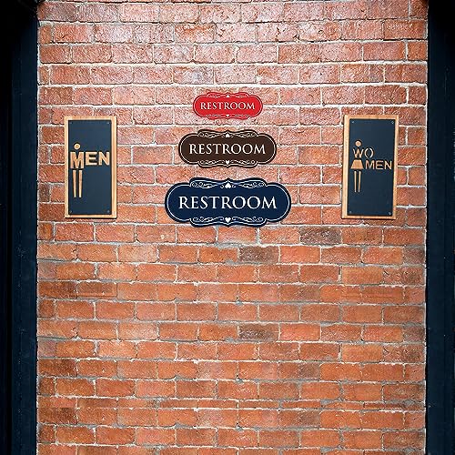 All Quality Designer Restroom Wall or Door Sign - Bathroom Signage | Durable Plastic and Easy Installation | (Multipacks) - color: Black / Gold, size: 2" x 5" - Small (1 Pack)