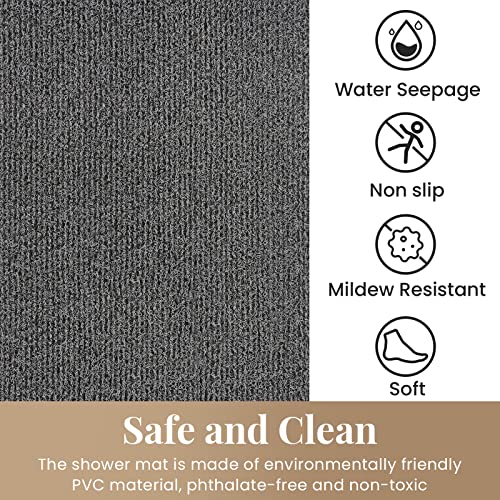 Shower Mat Bathtub Mat Non-Slip,36x16 inch, Soft Tub Mat with Drain,PVC Loofah Bath Mat (Phthalate Free) for Tub and Bathroom,Quick Drying,Black - color: Black, size: 36" x 16" (Rectangular)
