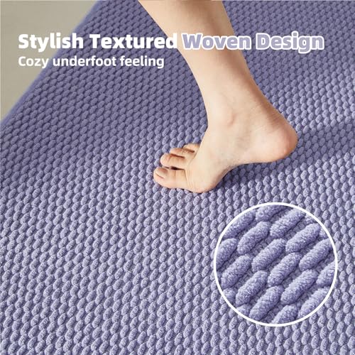 TYUU Small Bathroom Rugs, Non Slip Washable Bath Rugs Super Absorbent Bathroom Rug Thin Quick Dry Low Pile Bath Mats, Lavender 12"x12" - color: Lavender, size: 1' X 1' (Rectangular)