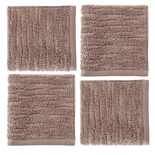 SKL Home CloudSoft Cotton Luxury 4-Piece Washcloth Set, Clay - color: Clay, style: Wash Cloths (Set of 4)