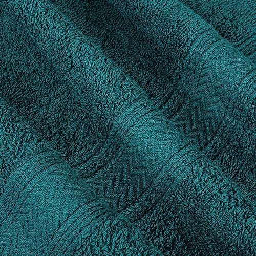 HILLFAIR 100% Cotton Towels Set for Bathroom, Quick Drying, High Absorbent 24Pc Towel Set, 2 Bath Sheets, 4 Bath Towels, 6 Hand Towels, 4 Fingertip Towels, 8 Washclothes: Teal (600GSM-24PC-TEAL) - color: Teal, size: 24 PC Bath Towel Family Set