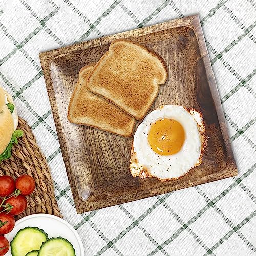 Crocon Square Wood Plates Set of 2, Wooden Dinner Plates Set, 8 Inch & 11 Inch Wood Serving Tray Wooden Plates for Fruit Salad Snacks, Dish Platter Charcuterie Boards, Wood Charger Plates - color: Square Plates - Set of 2 - 8" with 11"