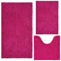 Bathroom Rugs Chenille 3-Piece Extra Soft and Absorbent Shag Bathroom Rugs, Machine Wash Mat, Strong PVC Non-Slip Underside, Plush Carpet Mats (Rose Red) - color: Rose Red, size: 2'8" x 1'8" (16x24"+20x32"+20x20"U shape）