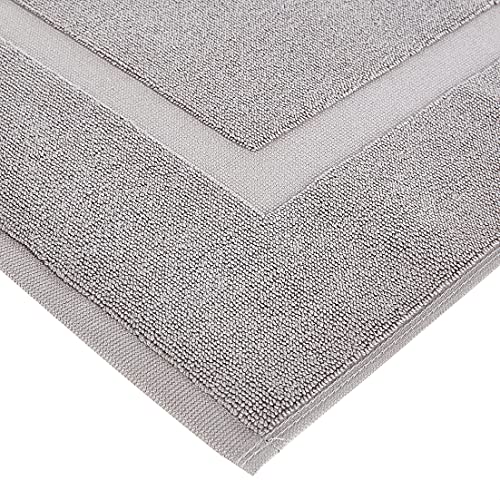 Amazon Basics Banded Bathroom Bath Rug Mat, Machine Washable, 100% Cotton, 31" x 20", Light Gray - color: Light Gray, size: 20 x 31 inches